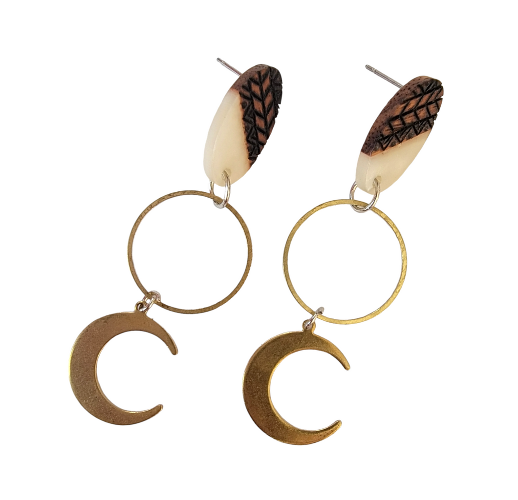 Wood, Epoxy, & Brass Earrings*