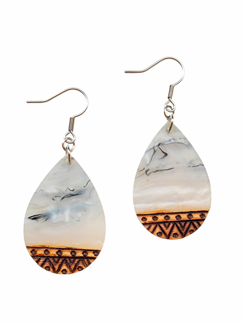 Pyro/Epoxy Wood Earrings